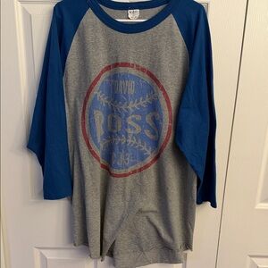 Blue and Gray Long Sleeve Baseball Tee - David Ross